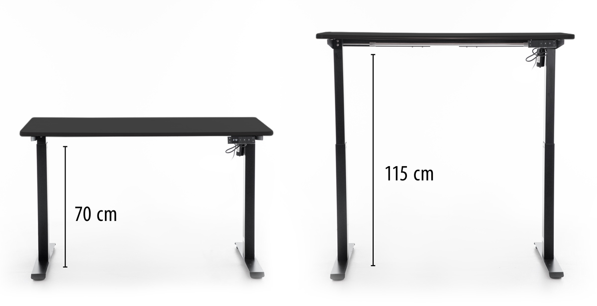 UNIZDRAV állítható magasságú íróasztal 120x60 cm, fekete