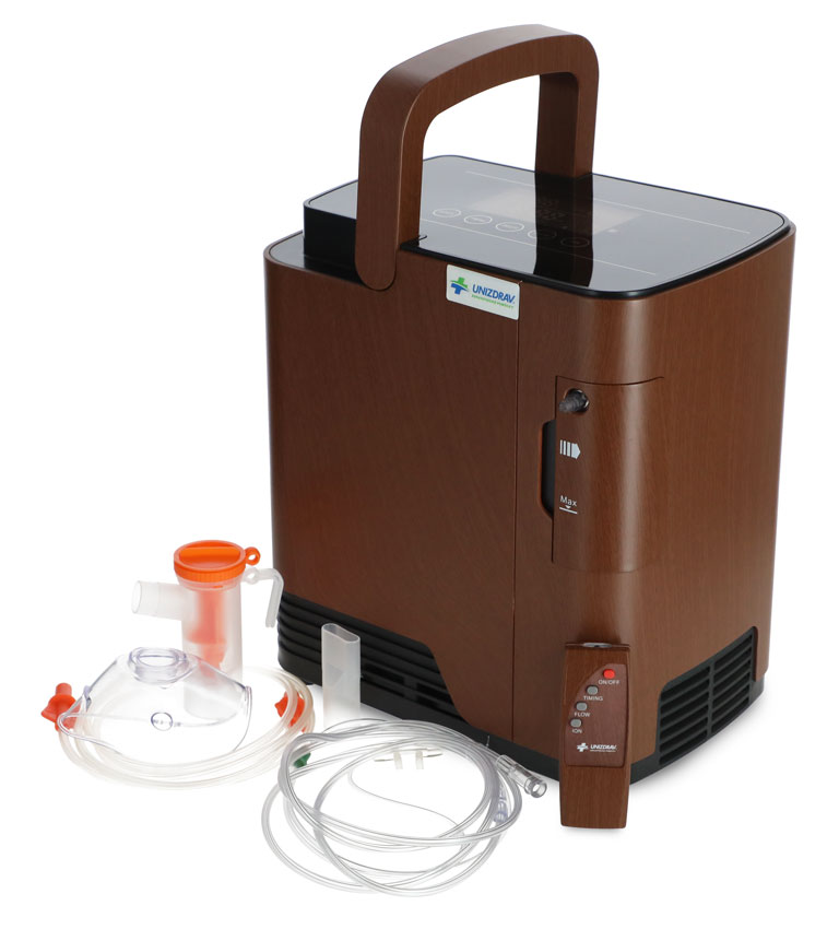 Oxigénkoncentrátor hangkimenettel UNIZDRAV, 7 l/perc, fautánzat