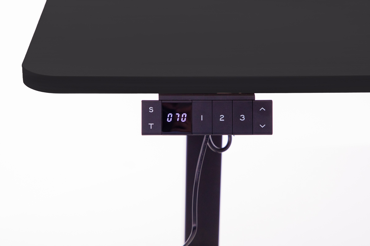 Állítható magasságú sarok íróasztal UNIZDRAV 160×110 cm, fekete – jobb oldali kivitel