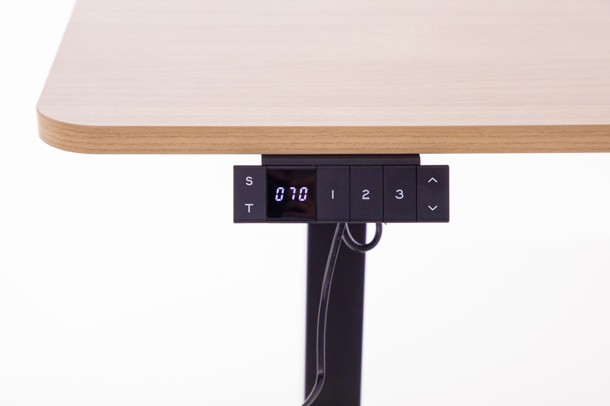 Állítható magasságú sarok íróasztal UNIZDRAV 160×110 cm, barna tölgyfa – jobb oldali kivitel