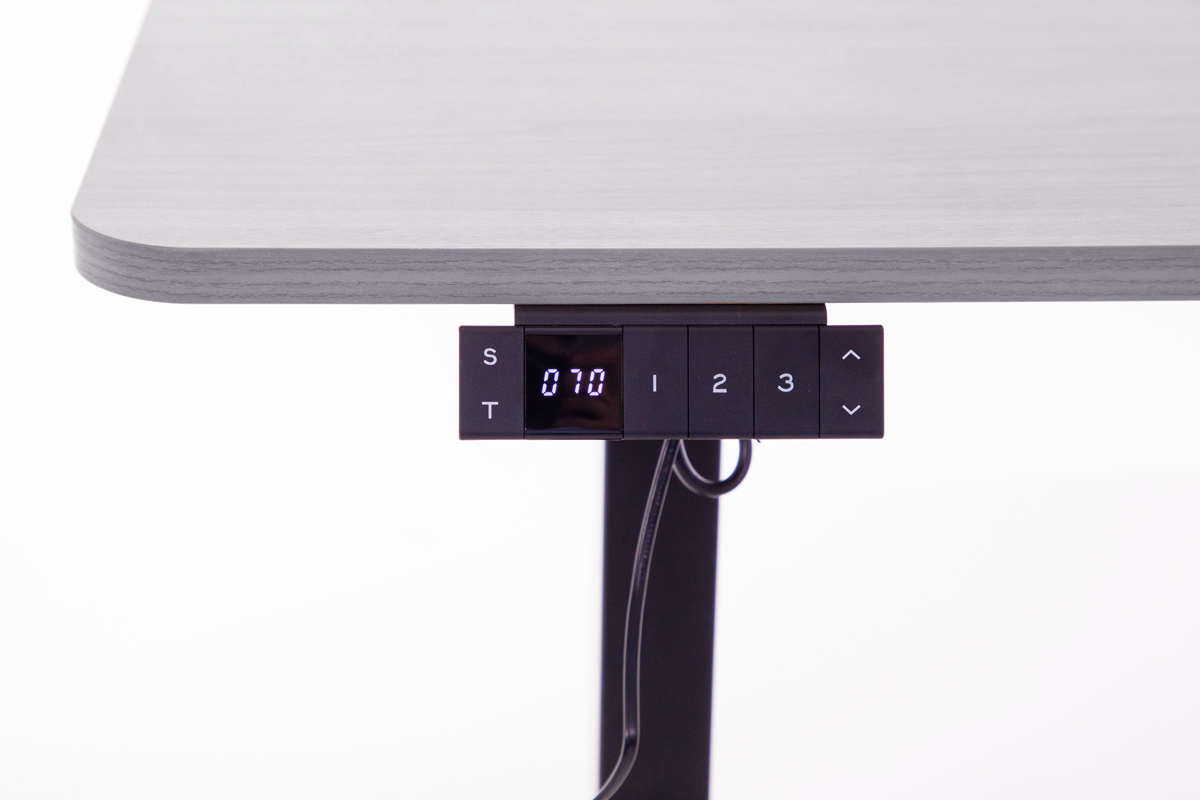 Állítható magasságú sarok íróasztal UNIZDRAV 160×110 cm, szürke – jobb oldali kivitel