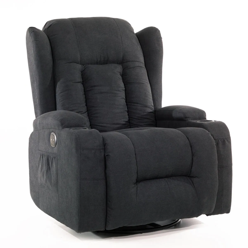 Relaxációs állítható fotel, fekete szövet