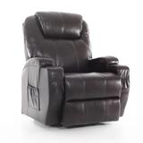 Állítható masszázsfotel billenő funkcióval, ekobőr, sötétbarna