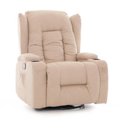 Relaxációs állítható fotel, bézs szövet