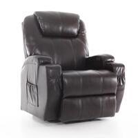 Állítható masszázsfotel billenő funkcióval, ekobőr, sötétbarna