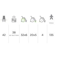 Elektromos kerekesszék lámpákkal, 46 cm