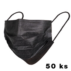 Gumis orvosi szájmaszk, fekete - 50 db