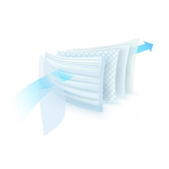 Gumis orvosi szájmaszk  - négyrétegű, 10 darab