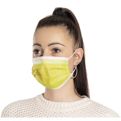 Sebészeti arcmaszk gumival, sárga - 50db