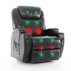 Elektromos betegállító és betegfektető fotel, fekete műbőr