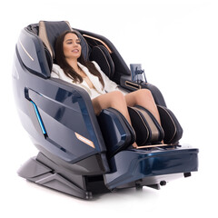 LUX 4D MASSAGER elektromos masszázsfotel, kék-arany (Újszerű darab)