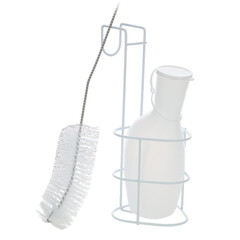 Vizelet palack tartóval és kefével