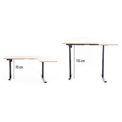 Állítható magasságú sarok íróasztal UNIZDRAV 160×110 cm, barna tölgyfa – jobb oldali kivitel