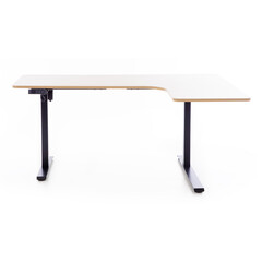 Állítható magasságú sarok íróasztal UNIZDRAV 160×110 cm, barna tölgyfa – jobb oldali kivitel