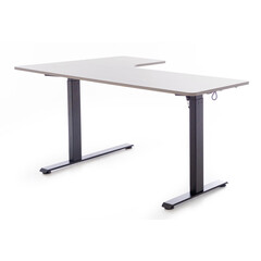 Állítható magasságú sarok íróasztal UNIZDRAV 160×110 cm, szürke – jobb oldali kivitel