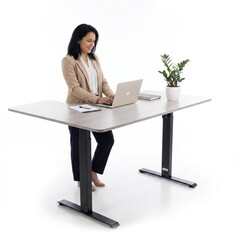 Állítható magasságú sarok íróasztal UNIZDRAV 160×110 cm, szürke – jobb oldali kivitel