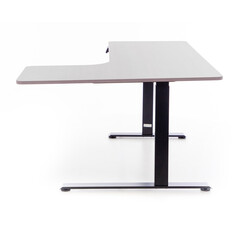 Állítható magasságú sarok íróasztal UNIZDRAV 160×110 cm, szürke – jobb oldali kivitel