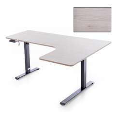 Állítható magasságú sarok íróasztal UNIZDRAV 160×110 cm, szürke – jobb oldali kivitel