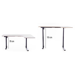 Állítható magasságú sarok íróasztal UNIZDRAV 160×110 cm, szürke – jobb oldali kivitel