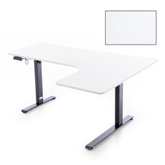 Állítható magasságú sarok íróasztal UNIZDRAV 160×110 cm, fehér – jobb oldali kivitel