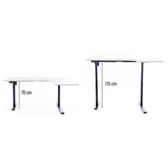 Állítható magasságú sarok íróasztal UNIZDRAV 160×110 cm, fehér – jobb oldali kivitel