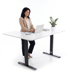 Állítható magasságú sarok íróasztal UNIZDRAV 160×110 cm, fehér – jobb oldali kivitel