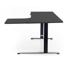 Állítható magasságú sarok íróasztal UNIZDRAV 160×110 cm, fekete – jobb oldali kivitel