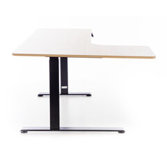 Állítható magasságú sarok íróasztal UNIZDRAV 160×110 cm, barna tölgyfa – bal oldali kivitel