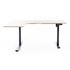 Állítható magasságú sarok íróasztal UNIZDRAV 160×110 cm, barna tölgyfa – bal oldali kivitel