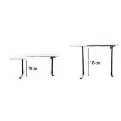 Állítható magasságú sarok íróasztal UNIZDRAV 160×110 cm, barna tölgyfa – bal oldali kivitel