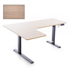 Állítható magasságú sarok íróasztal UNIZDRAV 160×110 cm, barna tölgyfa – bal oldali kivitel