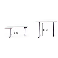 Állítható magasságú sarok íróasztal UNIZDRAV 160×110 cm, szürke – bal oldali kivitel