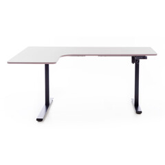 Állítható magasságú sarok íróasztal UNIZDRAV 160×110 cm, szürke – bal oldali kivitel