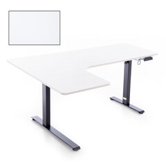 Állítható magasságú sarok íróasztal UNIZDRAV 160×110 cm, fehér – bal oldali kivitel