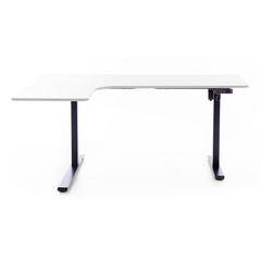 Állítható magasságú sarok íróasztal UNIZDRAV 160×110 cm, fehér – bal oldali kivitel