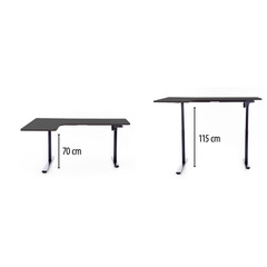Állítható magasságú sarok íróasztal UNIZDRAV 160×110 cm, fekete – bal oldali kivitel