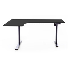 Állítható magasságú sarok íróasztal UNIZDRAV 160×110 cm, fekete – bal oldali kivitel