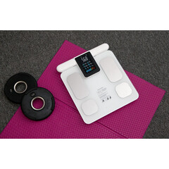 Professzionális SMART mérleg testelemző funkcióval és LED kijelzővel a fogantyún + mobil alkalmazás és Bluetooth (Felbontott darab)