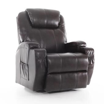Állítható masszázsfotel billenő funkcióval, ekobőr, sötétbarna