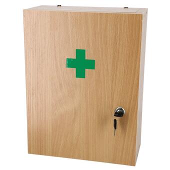 Falra szerelhető barna színű fából készült elsősegélydoboz-TÖLTET NÉLKÜL