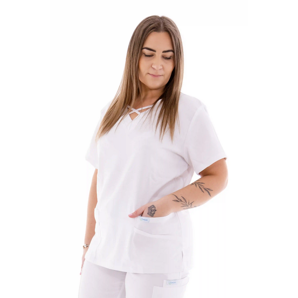 Női orvosi blúz Unidress Comfort, fehér akciós termékkép 1