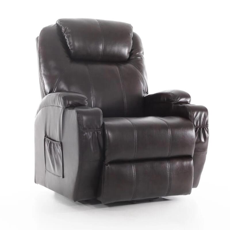 Állítható masszázsfotel billenő funkcióval, ekobőr, sötétbarna