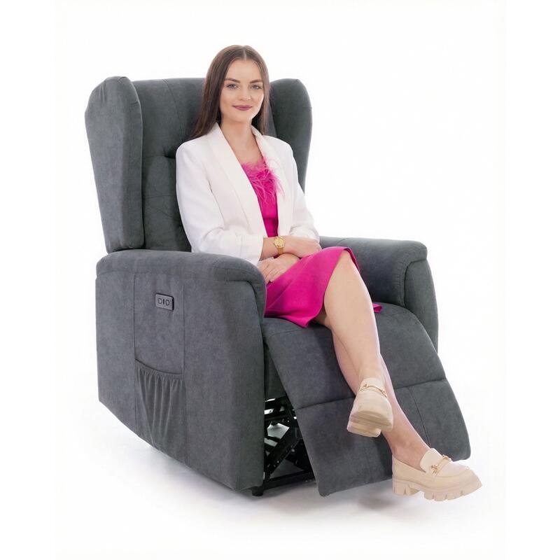 COMFORT relaxációs, dönthető füles fotel masszázs- és fűtésfunkcióval, antracit szövet