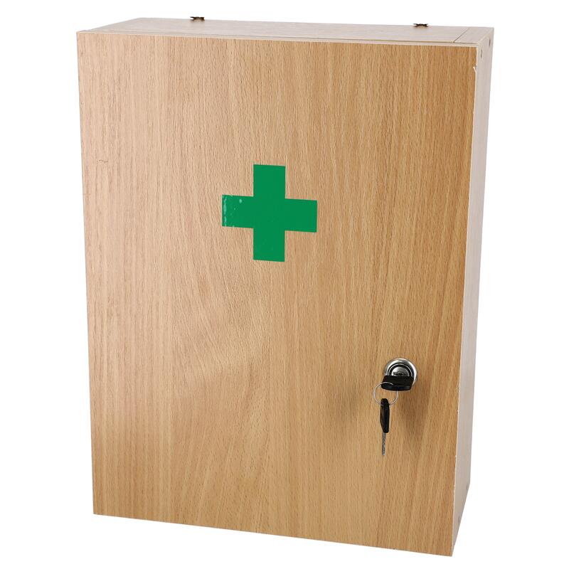 Falra szerelhető barna színű fából készült elsősegélydoboz-TÖLTET NÉLKÜL