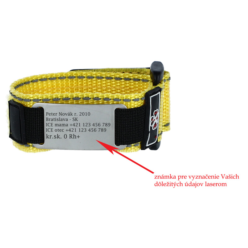 Tépőzáras gyermek-karkötő, felirat nélkül - sárga