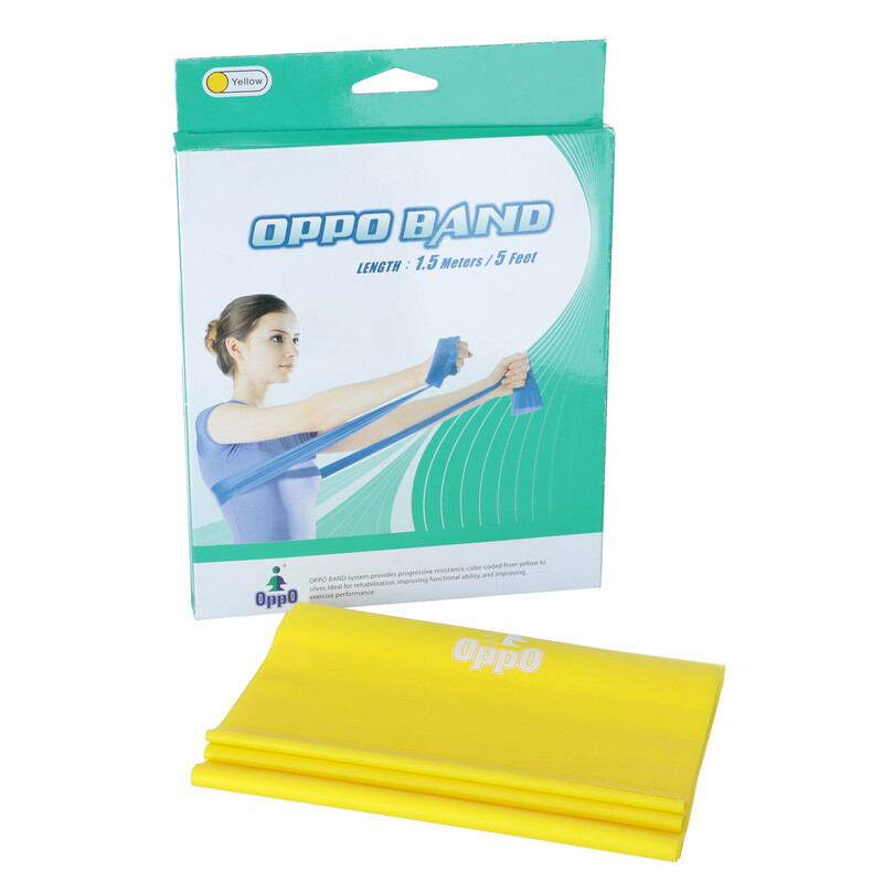 Gimnasztikai erősítő gumiszalag OPPO BAND 1,5 m, sárga