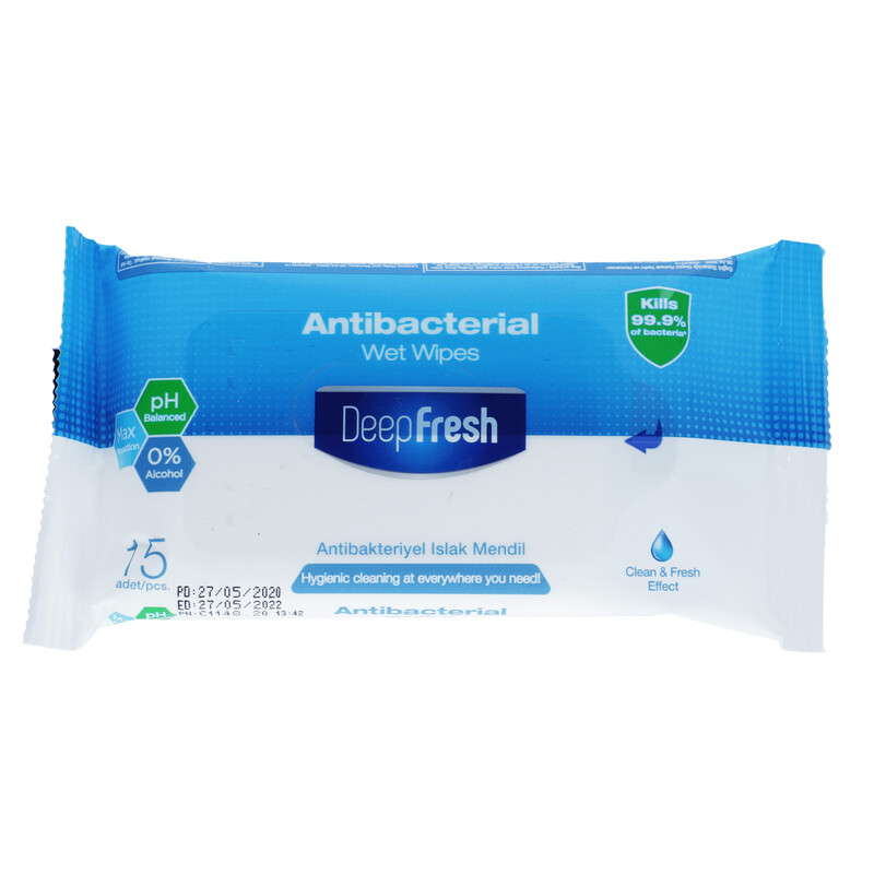 Antibakteriális törlőkendő, 15 db