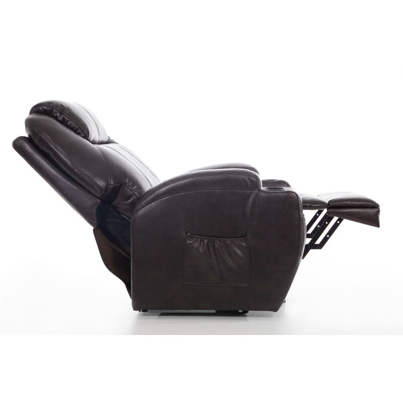 Állítható masszázsfotel billenő funkcióval, ekobőr, sötétbarna