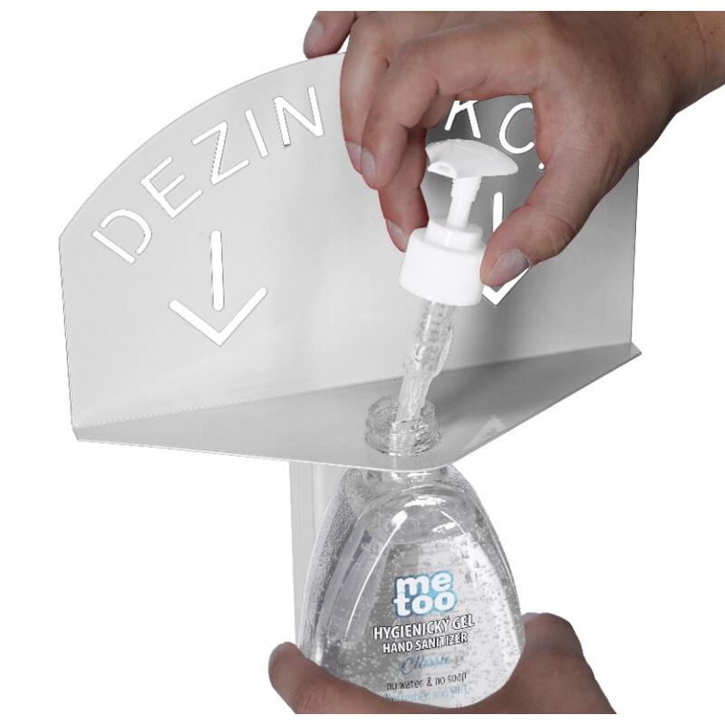 Fehér kézfertőtlenítő állvány Me Too fertőtlenítő géllel, 500 ml