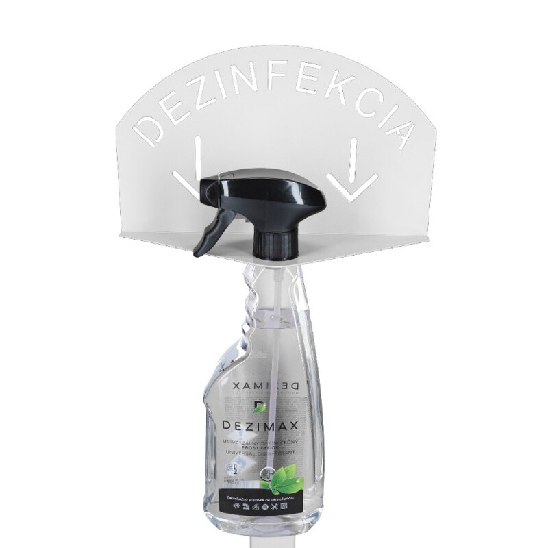 Fehér kézfertőtlenítő állvány DEZIMAX fertőtlenítővel, 500 ml